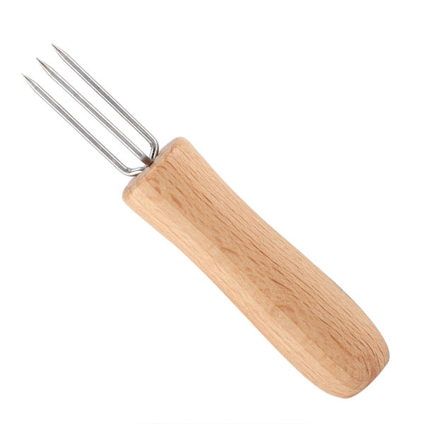 4 stk. grillspyd i rustfrit stål med træhåndtag til grill, kød, frugt og majsholdere
