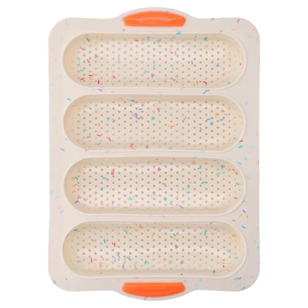 Baguetteform 4 riller Silikone Blød Glat Overflade Brødform Bageform Køkkenredskab Beige