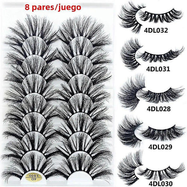 Par 4D Mink Kunstige Øjenvipper 25MM Volumen Fyldige Tykke Lange Naturlige Håndlavede Wispy Vipper Øjenmakeup 4DL023