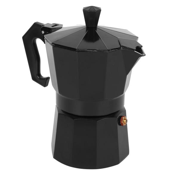 300ML 6-kopper kapacitet aluminium kaffemaskine Moka Pot tilbehør til kontor hjemmebrug Sort
