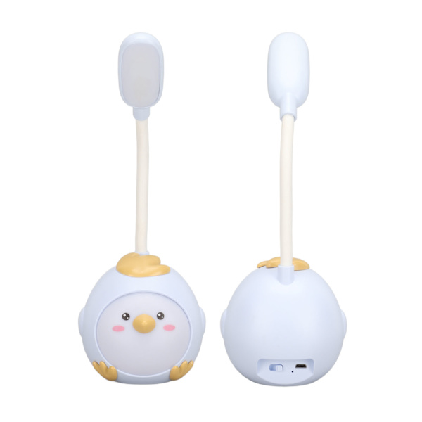LED-bordslampa USB laddning Ögonskydd Flexibel färg nattlampa med söt kycklingbas blå