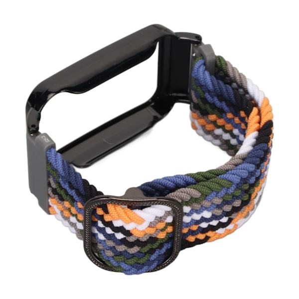 Stretch nylon flätad watch med skyddande stötfångare Case Passar för Mi Band 7 Pro Denim och svart case