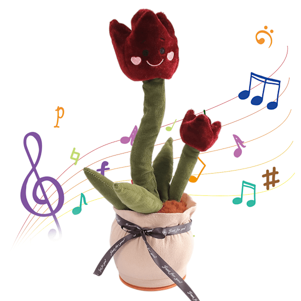 Electronic Dancing Singing Plush Toy Talking Repeating Multifunction Tulip Flower Funny Toy Perfect for Christmas Valentine's Day gift