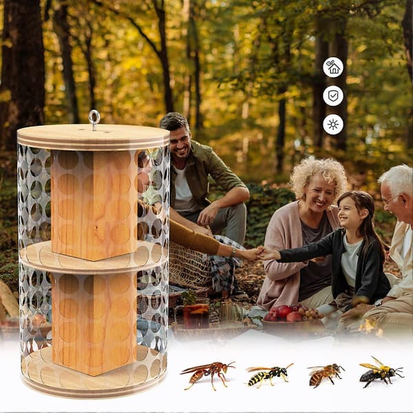 Bekväm hängande getingfälla i trä, multifunktionell utomhusfälla för camping och husdjurshus 1 st