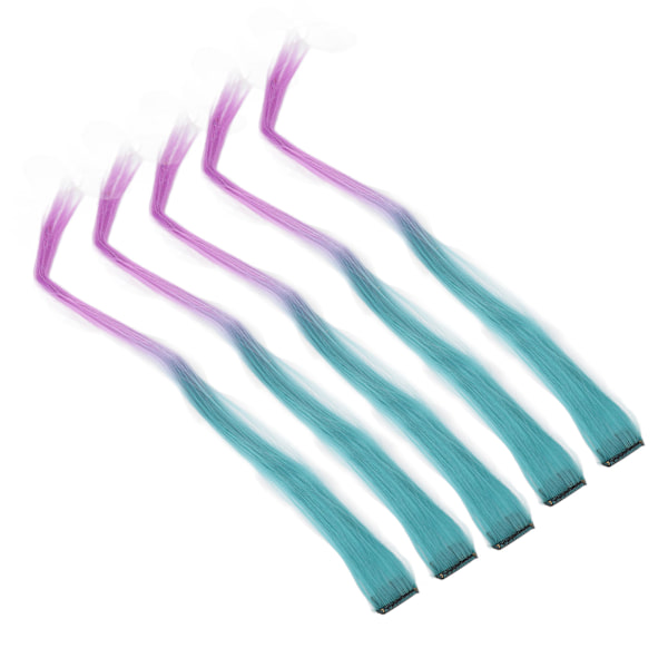10 stk Highlights hårstykke Lang rett gradient utsøkt stilig hårstykke klips for cosplay-arrangementer Halloween-fester grønn lilla