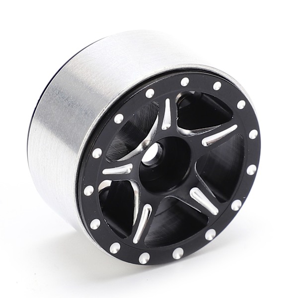 4 st RC Aluminium Alloy Beadlock Hjul Fälg Nav för Axial SCX24 90081 1/24 RC Bil Uppgradering Delar Svart