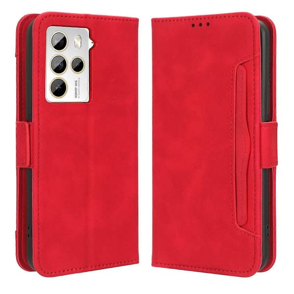 For HTC U23 Pro 5G Phone Case in PU Leather with Multiple Card Slots and Stand Wallet Red