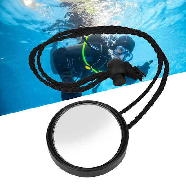 HSJ-928 Scuba Diving 360 Graders Justerbar Bakspejl med Lanyard Side Hængende Hule Vandsport Sikkerhedsudstyr TilbehørSort
