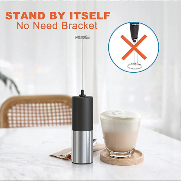 Melkeskummer Håndholdt Batteridrevet Elektrisk Visp Skummer for Kaffe, Latte, Cappuccino, Varm Sjokolade, Slitesterk Mini Drikkemikser med St