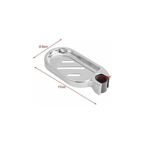 Soap dish, adjustable shower soap holder for shower rod, silver (Opening: 25 mm) Silver-coloured
