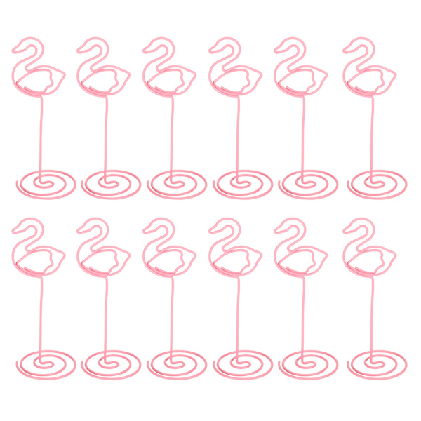 12 Styck Swan Photo Clip med Base Iron Wire Desktop Card Notera Hem Business Craft Supplies