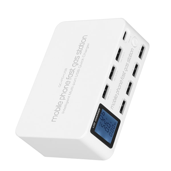 WLX‑818D 100W 8-porttinen USB-laturiasema IPhone-puhelimille Moniporttinen LCD-näytön laturi UK-pistoke