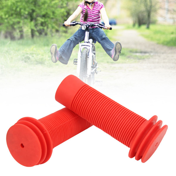 1Pari Ultrakevyt kuminen lasten polkupyörän liukastumista estävä ohjaustangon kahvan kahvan cover lasten pyörälle (punainen)