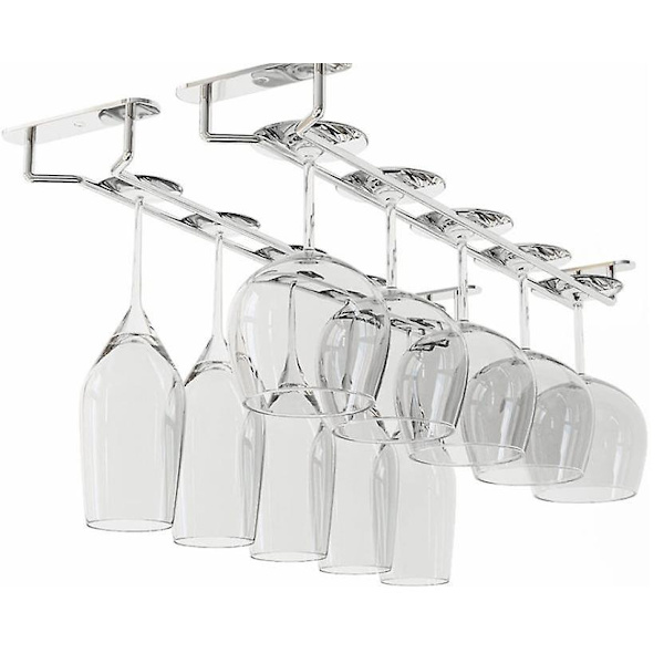 Rustfritt stål dobbeltrad vinglassholder - 35cm