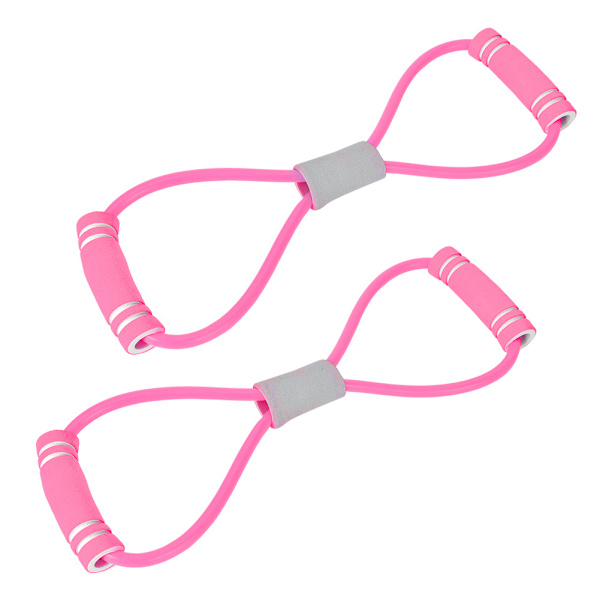 2st 8-format dragrep Bröstexpanderare elasticitetsbälte Stretching rem Yoga Fitness rosa