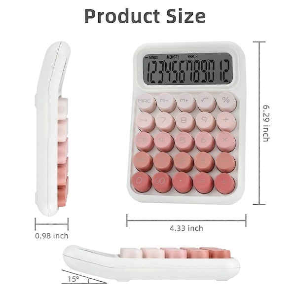 Mekanisk bordregner, søde store knapper, pink