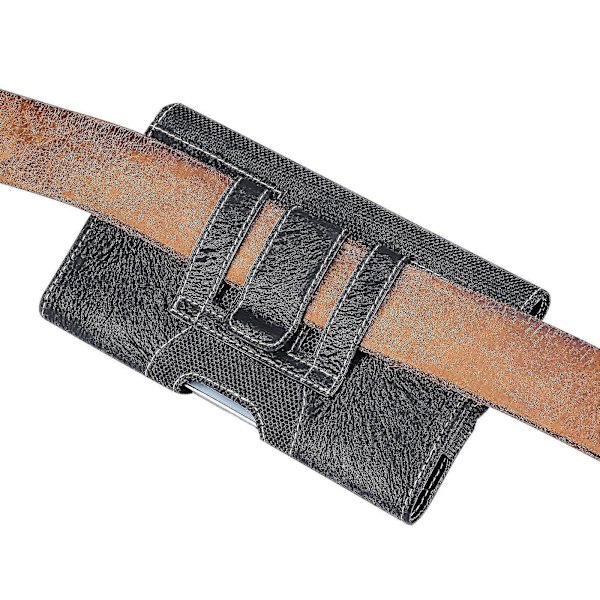 Herr PU Läder Telefon Väska Bältesklämma Holster XXL Svart
