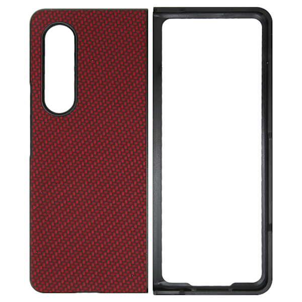 Fodral för vikbar mobiltelefon, fullständigt skydd för Galaxy Z Fold 3, kolfiberstruktur, röd