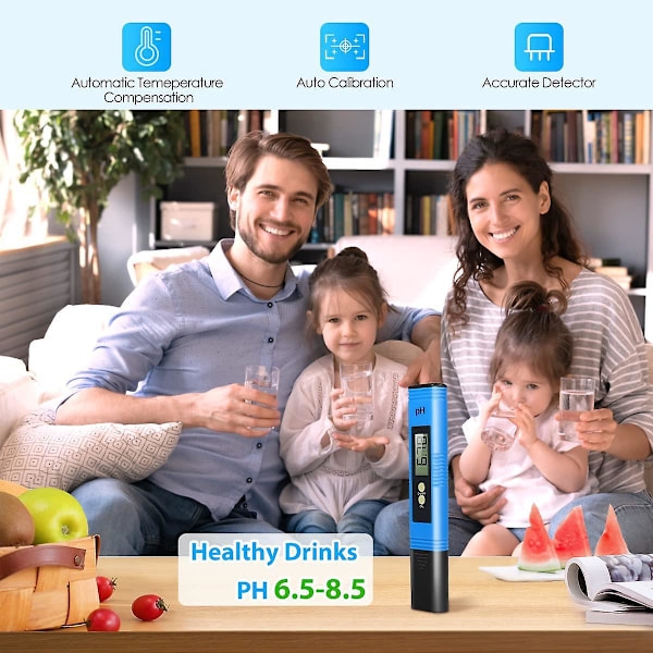 pH-mätare i fickformat med hög noggrannhet - 0,01 pH-testintervall - Digital pH-testare för vatten, hydroponics, dricksvatten, pool