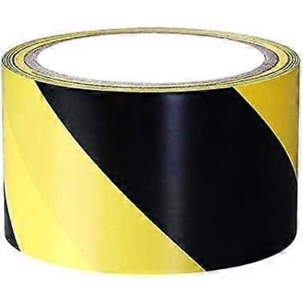 Varoitusteippi 50mm x 23m Musta/Keltainen Vaarateippi Liimautuva Merkintäteippi
