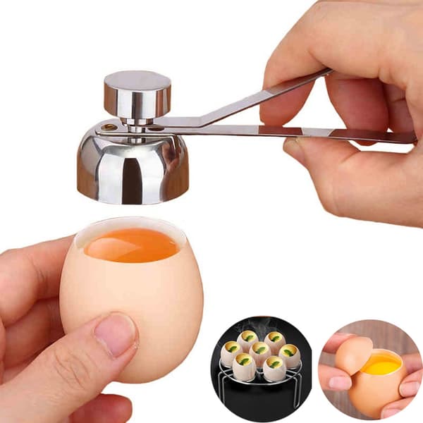 Praktisk eggtopper i rustfritt stål, kutter for kokt eggeskallåpner
