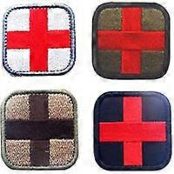 Broderet burrelås patch, Oliven og Rød