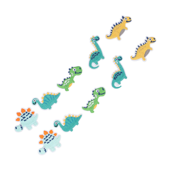 10 kpl Dinosaurukset Värikkäitä tee-se-itse-vaatteita Pieni dinosauruksen muotoinen kirjonta silitysmerkki mekkohattuun Jean-reppu