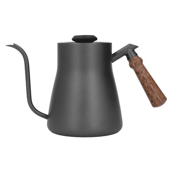 850 ml kaffekjele med termometer i rustfritt stål med gåsehals og trehåndtak