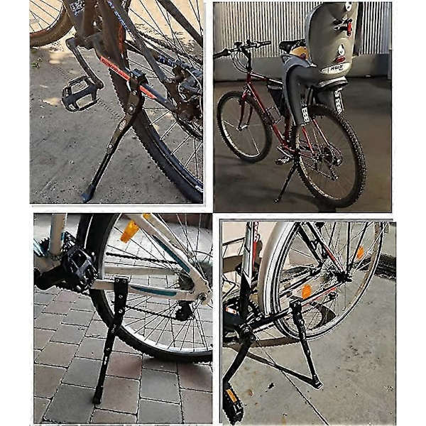 Aluminiums cykelstøtteben med unbrakonøgle og cykelklokke, universal justerbar støttefod til 24-27 tommer cykel