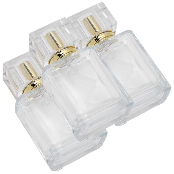 50 ml påfyllningsbar parfymflaska i glas, transparent spray, tom atomizerbehållare, guld