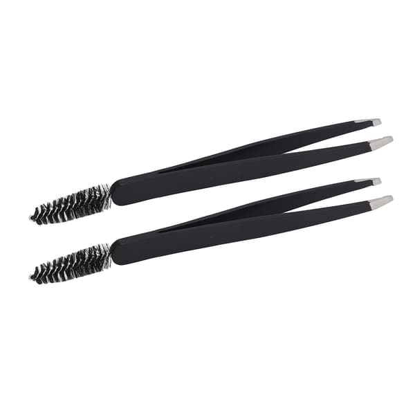 2 STK Øjenbrynspincet Sort Rustfrit Stål Ergonomisk Design Øjenvippepincet til Makeup