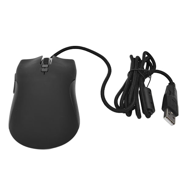 Spelmus med kabel, 6 DPI-nivåer, RGB-bakgrundsbelysning, 6400 DPI, ergonomisk svart spelmus för stationära datorer och bärbara datorer
