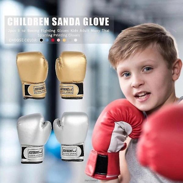 Boxningshandskar för barn 3-10 år - Ungdomsträningsvantar för kickboxning, Muay Thai, MMA guld