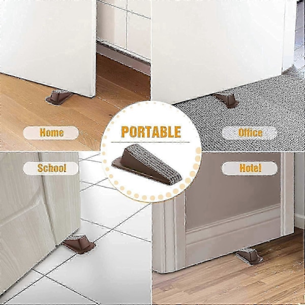 Gummidörrstoppar Kraftiga Dörrstoppar för Hem, Kontor, Verkstäder (Brun, 4-pack)