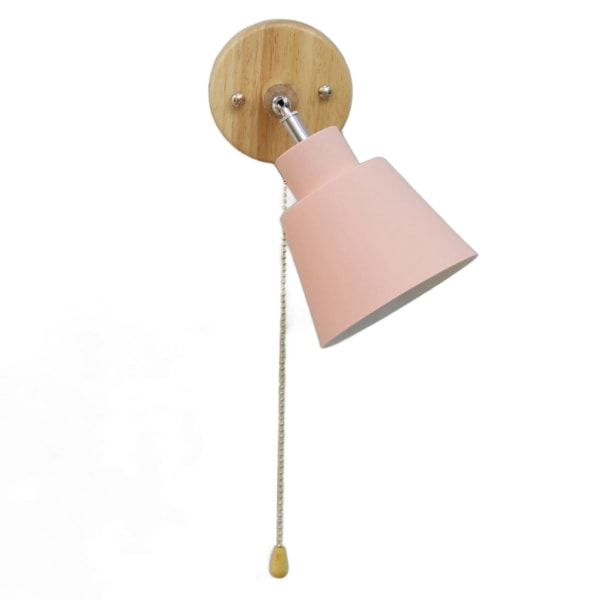 Macaron sengelampe Pladsbesparende lyserød lampeskærm Væglamper med træfod til stue soveværelse kontor 100‑240V