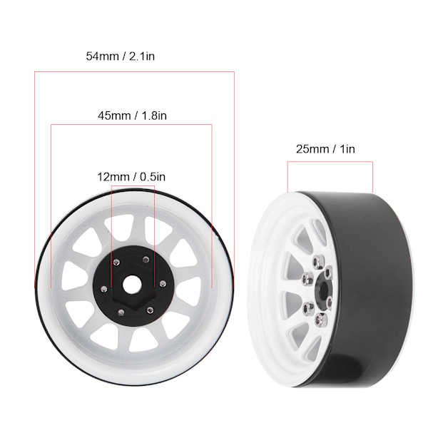 2 stk legerings beadlock hjulfelger tilbehør Passer til TRAXXAS TRX-4 1/10 RC Crawler CarWhite