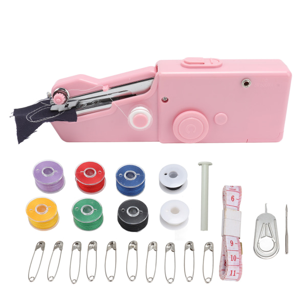 Handheld Sewing Machine Smoothing Stitching Portable Electric Sewing Tool for Home Travel Pink