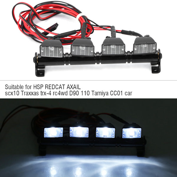 4 LED-valonauha, kattovalot, lamppu, lisävarusteosa Axial scx10 Traxxas trx‑4 RC-autoon (valkoinen)