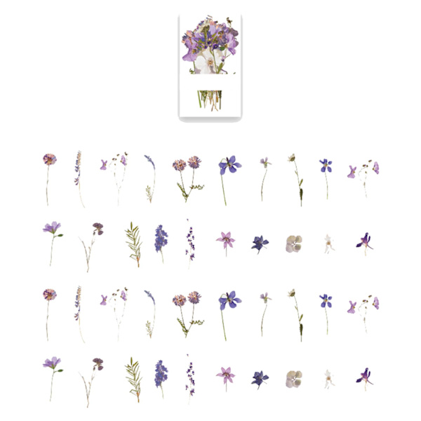 40 st blomsterklistermärken utsökta vackra olika dekorativa klistermärken för DIY Scrapbooking Journaling Typ 3