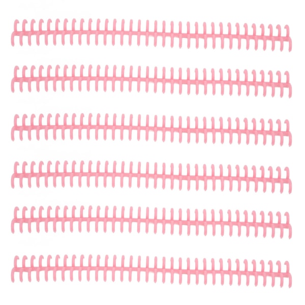 10 stk 34 hull bindersrygg i plast, avtakbare løse bladringer, 12 mm diameter, rosa