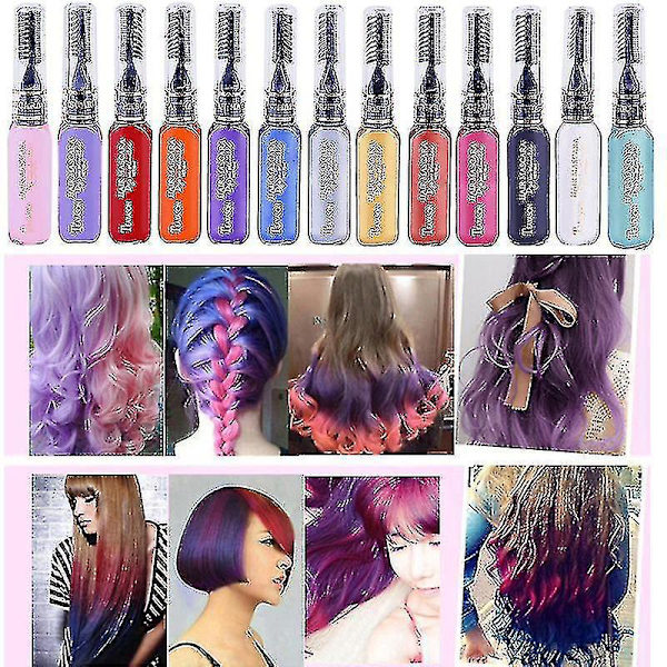 Giftfri 12 farger hårfarge mascara - engangsbruk hårfarging blyant3