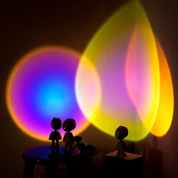 Solnedgangsbord Projektionslys Robotfigur LED Kunstprojektionslampe 360 Graders Lampe til Hjem Bar Festdekoration