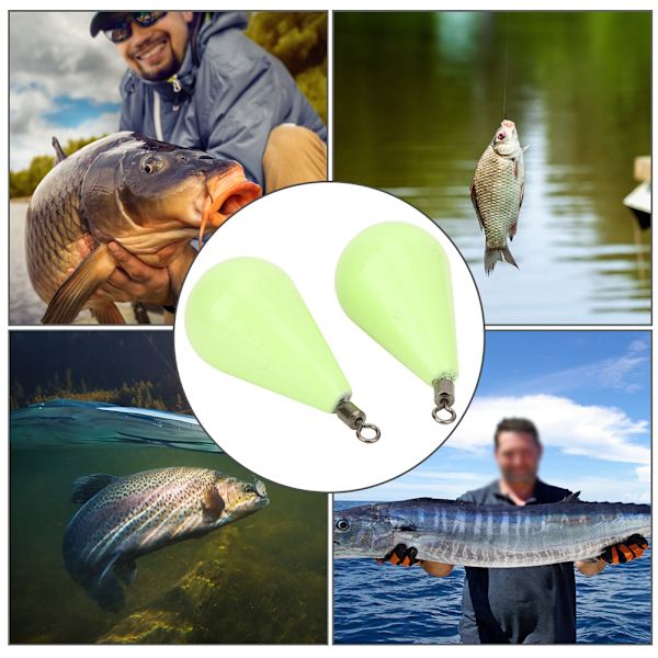 Lure Lysende Jig-hoved Bly Dybvandssynke Vægt Fiskemad Fiskegrej40#, 2 stk.