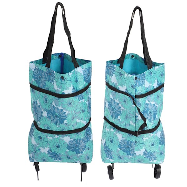 Sammenklappelig Trolley Taske Foldbar Indkøbspose Lærred Multifunktionel Indkøbspose med Hjul til Ældre Type2