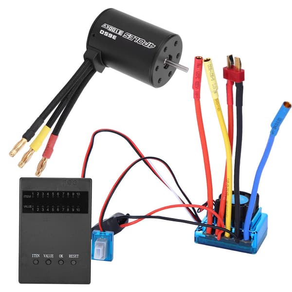 3650 Motor 3100Kv Børsteløs ESC Programkortsett for 1/10 RC Bil Reservedel (120A)