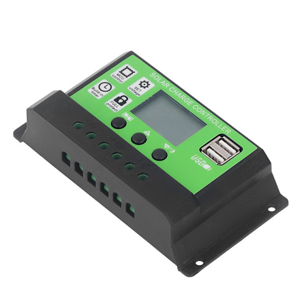 Solcelleladerkontroller Justerbar Parameter Intelligent Solcellepanel Ladebatteriregulator med LCD-skjerm 12V 24V Adaptiv 10A