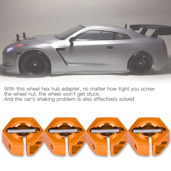 12mm Universal Hjul Hex Hub Adapter til HSP Sakura 1/10 Skala RC Bil (5mm, Gylden orange)