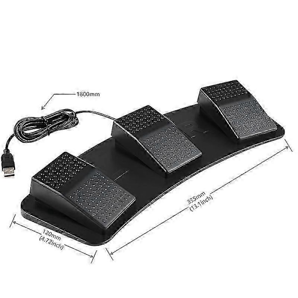 USB Trippel Fotpedal Kontroller Anpassningsbar Tangentbord Gaming Multimedia Action Pedal kompatibel med Dator