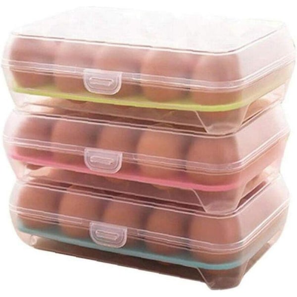 Äggförvaringsbehållare Plast Äggförvaringslåda Enkellager 15 Fack Halkfri Kylskåpsförvaring Bärbar Ägglåda 1 st
