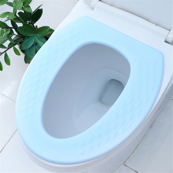 Vedenpitävä EVA WC-istuintyyny uudelleenkäytettävät lämpimät pehmeät kylpyhuonetarvikkeet (raita sininen)